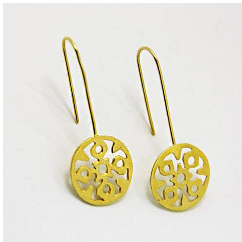 18 Kt Real Solid Yellow Gold Wedding Statement Vintage Dangle Drop Hook Earrings