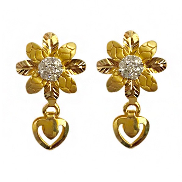 18kt yellow gold wedding wear stud earrings screw back cz