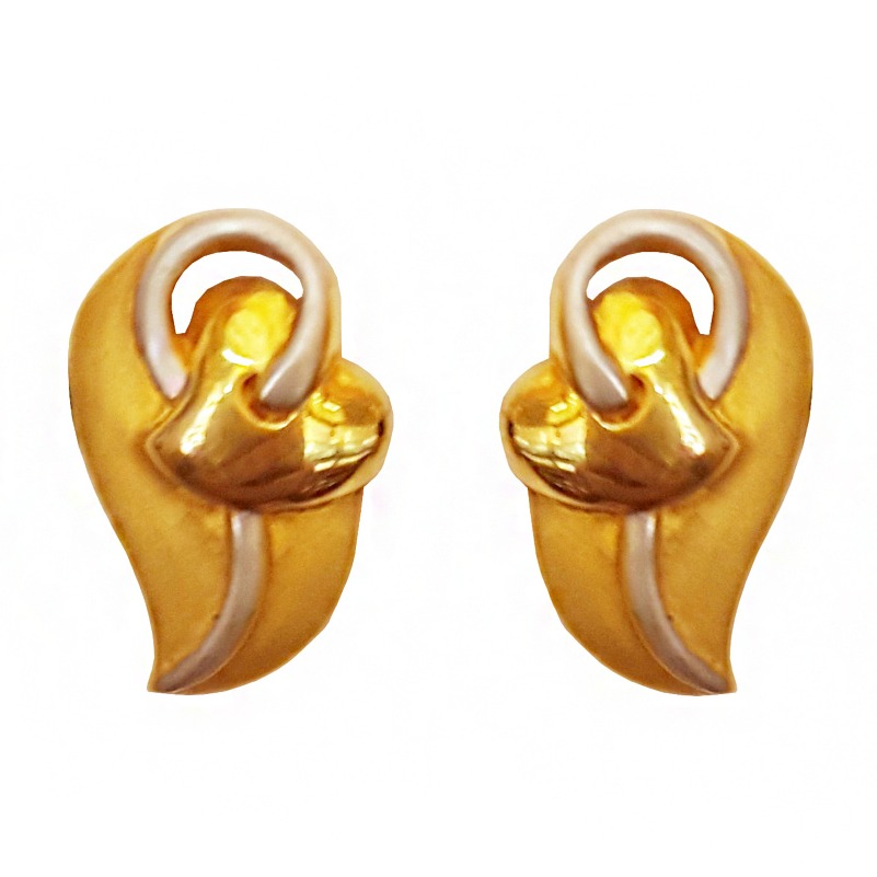 18kt yellow gold wedding wear stud women's earrings screw back