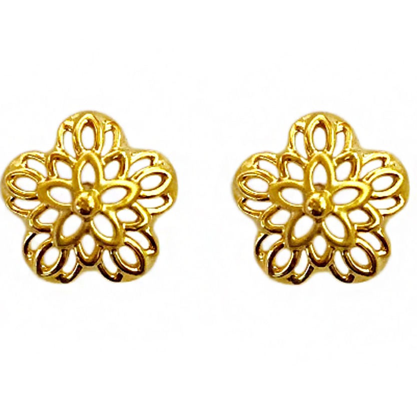 22kt solid yellow gold party wear stud earrings screw back