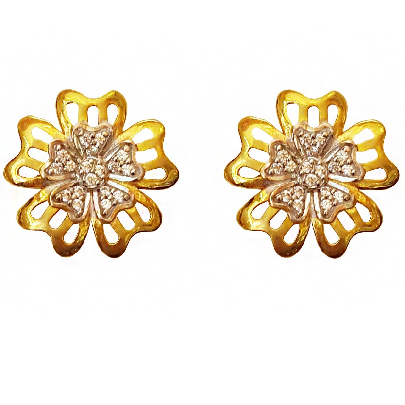 22kt yellow gold party wear stud women's earrings screw back