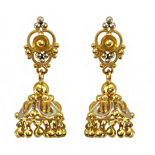 22kt solid yellow gold two tone dangle drop women earrings