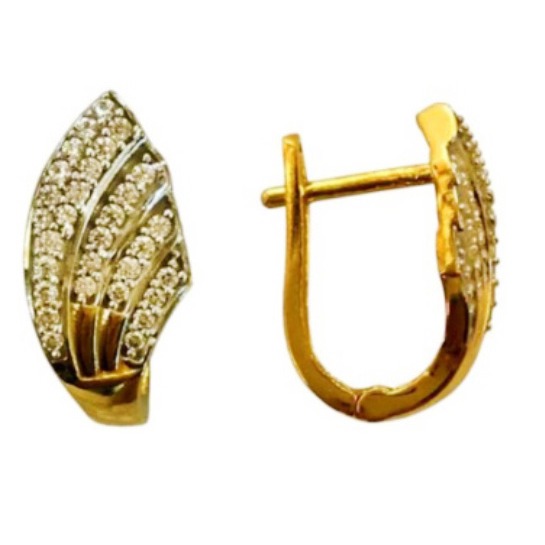 22 kt real solid yellow gold wedding wear huggie hoop earrings 7 gm