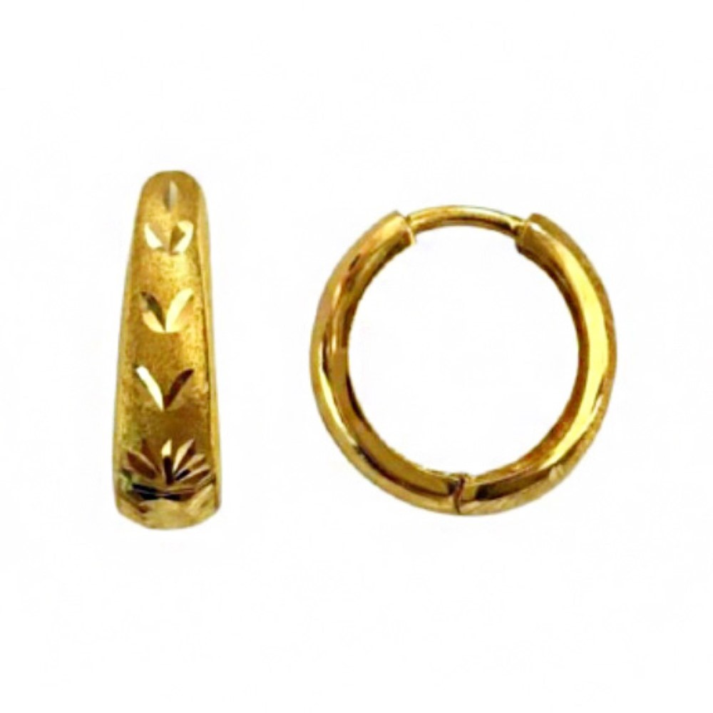 18Kt Real Solid Yellow Gold Party Wedding Wear Huggie Hoop Earrings 6 Grams Ear