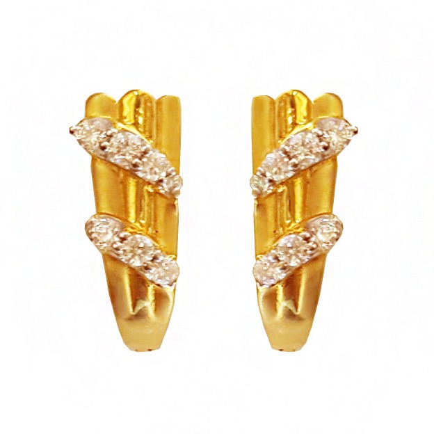 22 kt yellow solid gold zircon huggie hoop women stunning earrings
