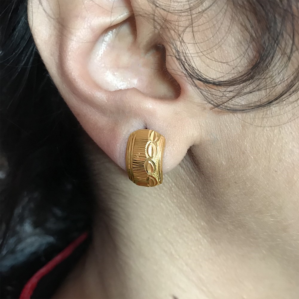 Fine Jewelry 18 Kt Real Solid Yellow Solid Gold Huggie Hoop Earrings 2.750 Grams