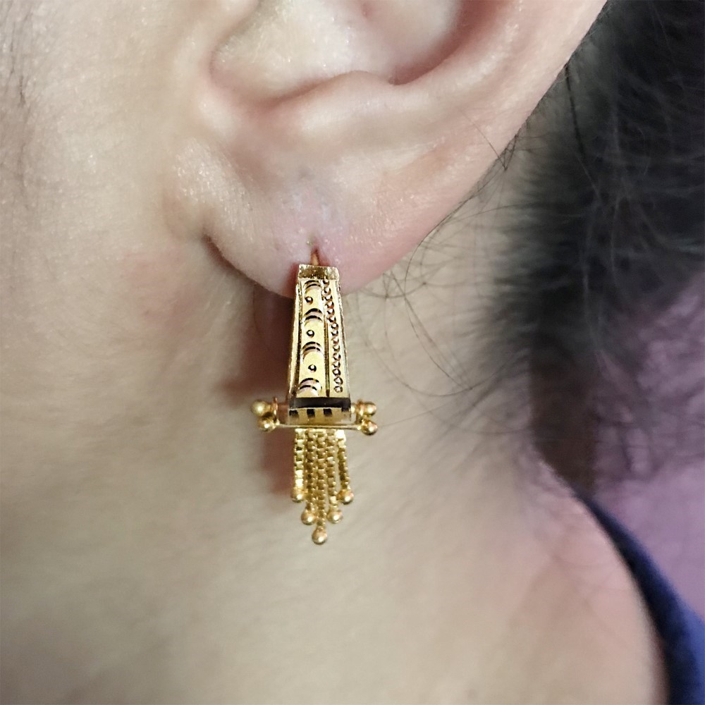 Jewelry 18 Kt Real Solid Yellow Solid Gold Huggie Hoop Earrings 3.860 Grams