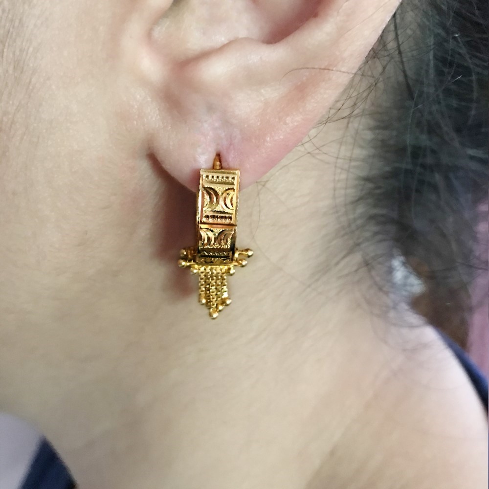 Fine Jewelry 18 Kt Real Solid Yellow Solid Gold Huggie Hoop Earrings 4.790 Grams