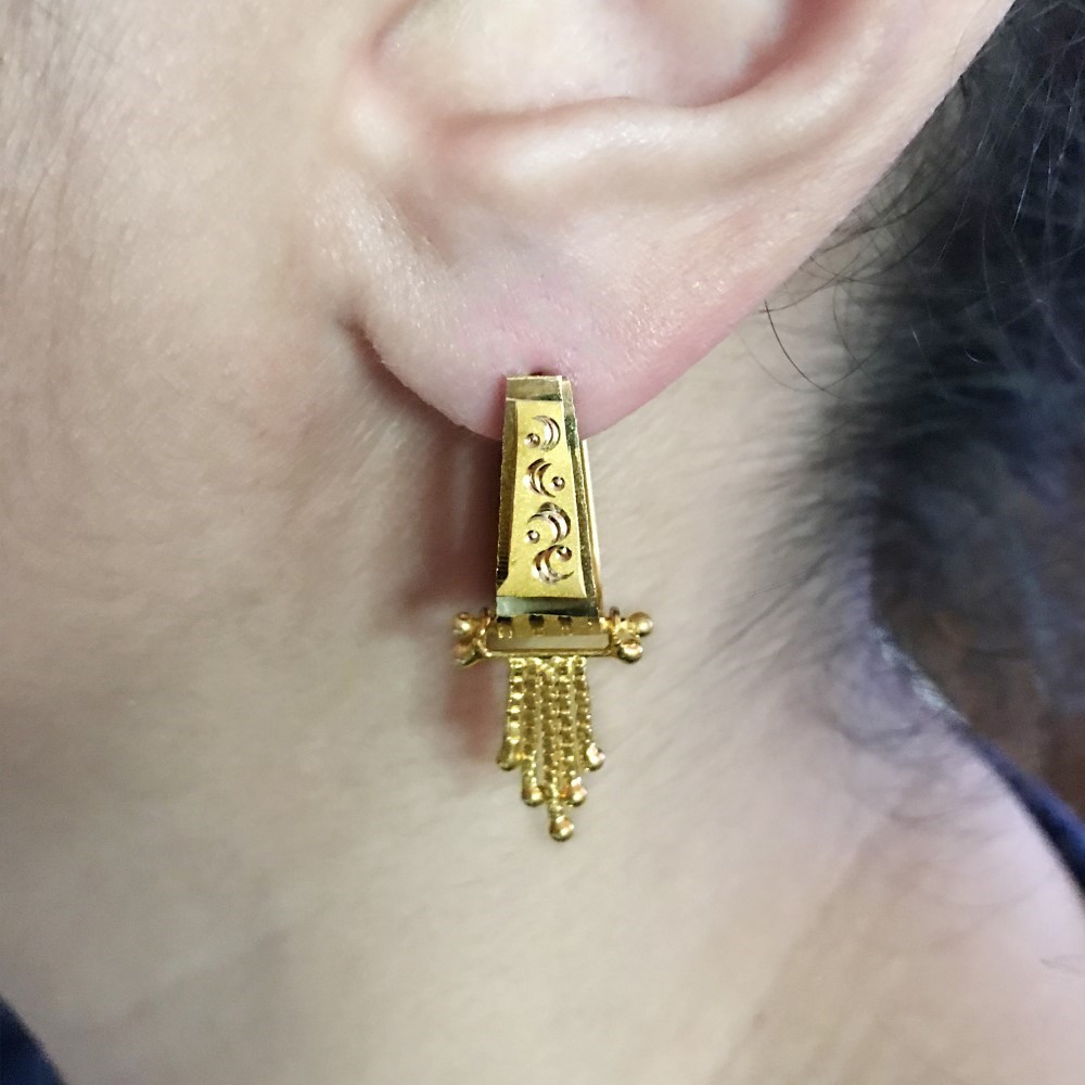 Fine Jewelry 18 Kt Real Solid Yellow Solid Gold Huggie Hoop Earrings 3.670 Grams