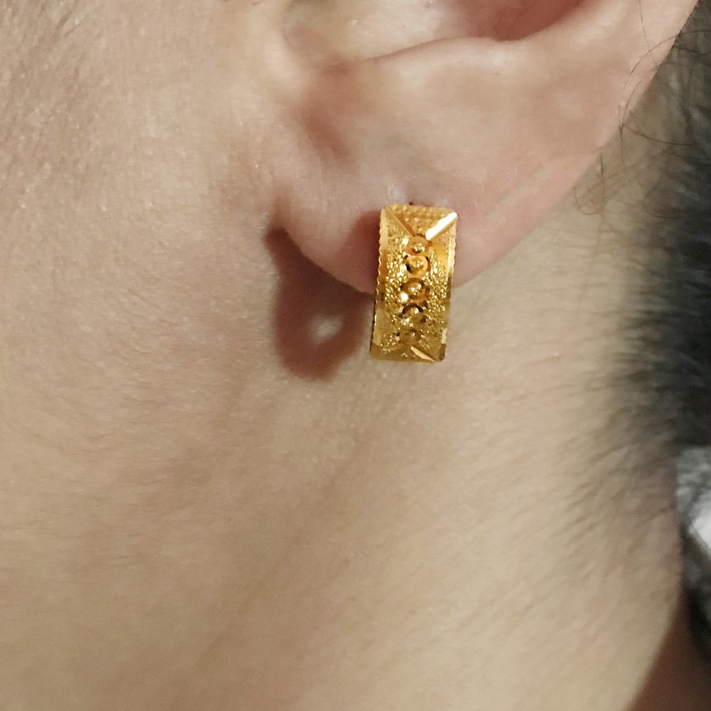 Fine Jewelry 18 Kt Real Solid Yellow Solid Gold Huggie Hoop Earrings 2.390 Grams