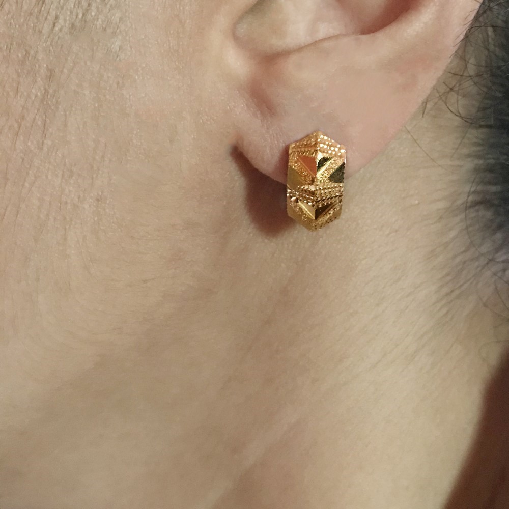 Fine Jewelry 18 Kt Real Solid Yellow Solid Gold Huggie Hoop Earrings 2.880 Grams