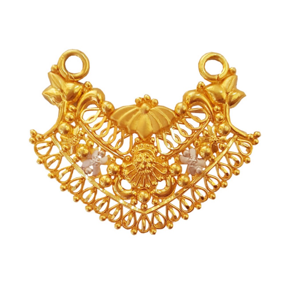 22Kt Solid Yellow Gold Two Tone Charm Double Loop Women Necklace Pendant