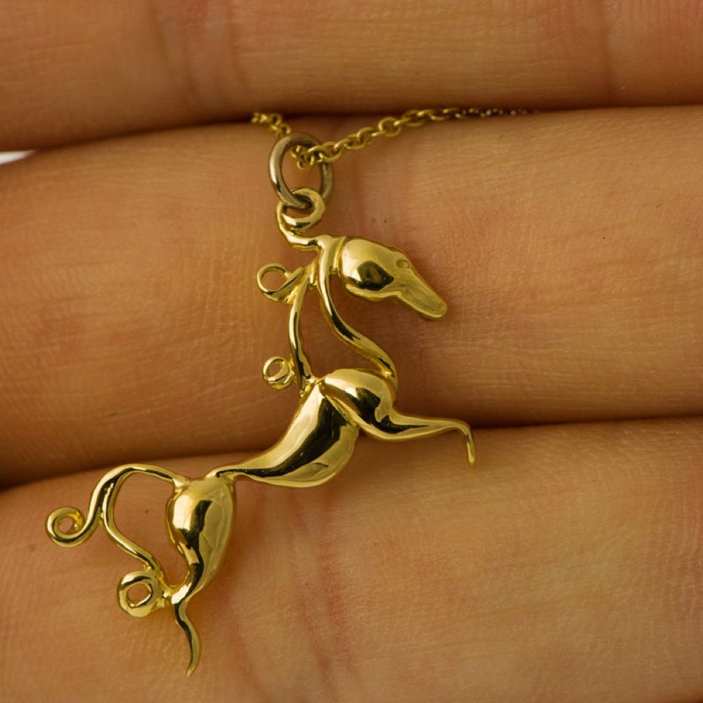 18 Kt Hallmark Real Solid Yellow Gold Horse Chain Necklace Equestrian Pendant
