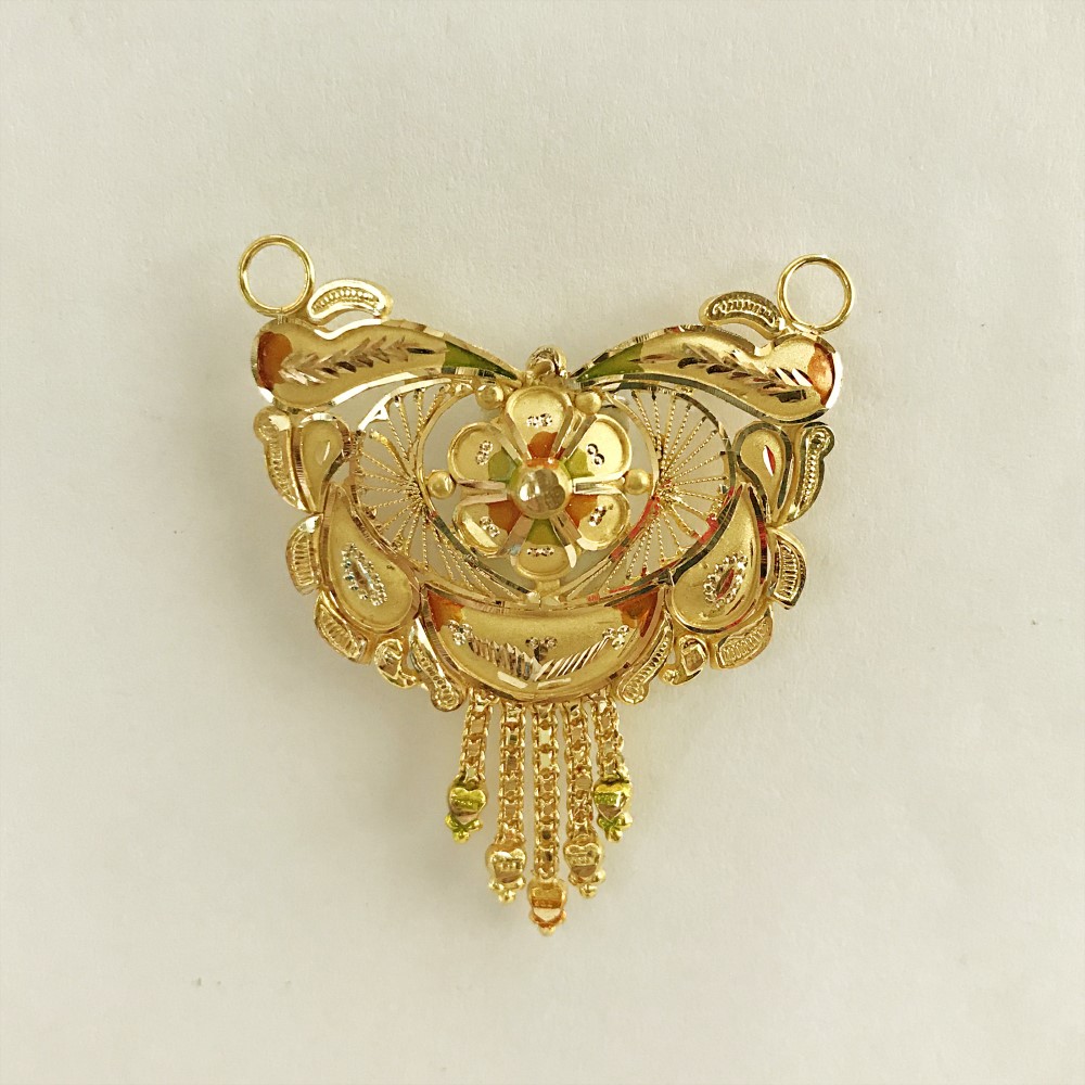 18 Kt Solid Yellow Gold Traditional Handmade Double Loop Women Necklace Pendant