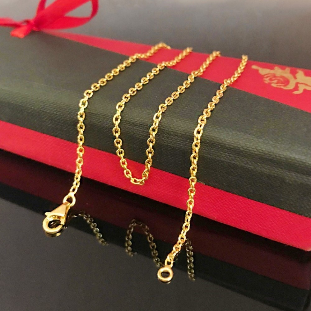 22 Kt Real Solid Yellow Gold Hallmark Curb Necklace Unisex Link Chain 8.230 Gram