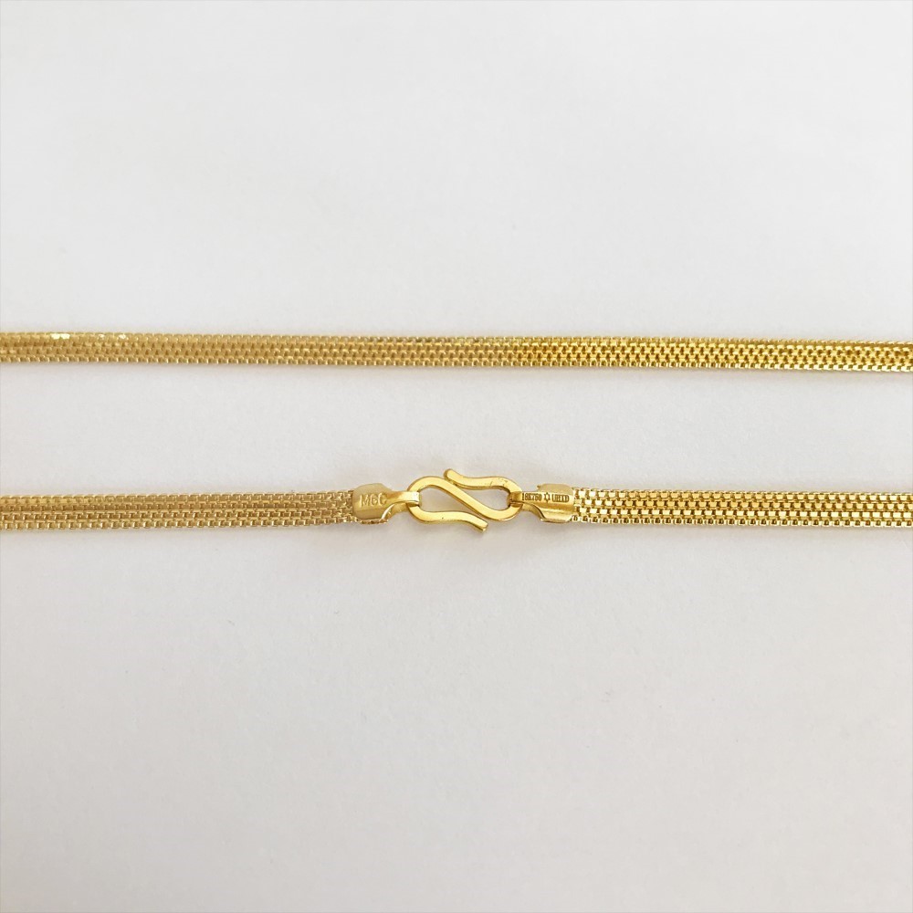 REAL GOLD Necklace Flat Chain 18Kt Yellow Gold 14.130 Grams Wide 3.70 MM 23 Inch