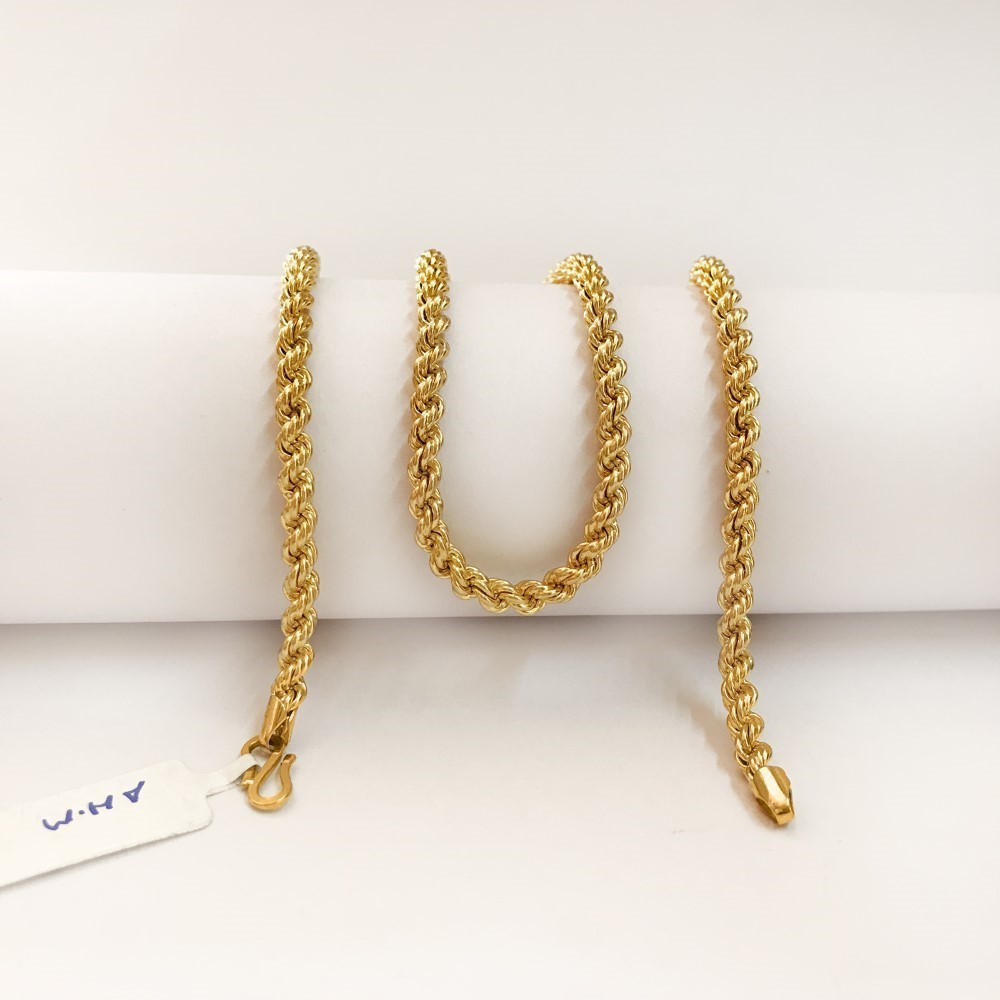 18Kt Hallmark Real Solid Yellow Gold Chunky Rope Necklace Chain Wide 4MM 24 In
