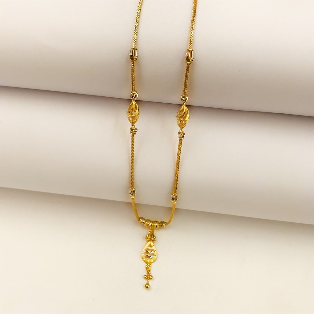 REAL GOLD Two Tone Necklace Pendant 18Kt Yellow Gold Chain 8.690 Gm Wide 1.23 MM