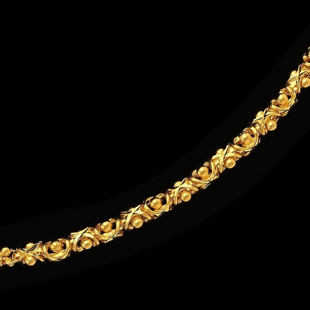22Kt Hallmark Real Solid Yellow Gold Necklace Gold Balls Long Chain 28 Grams