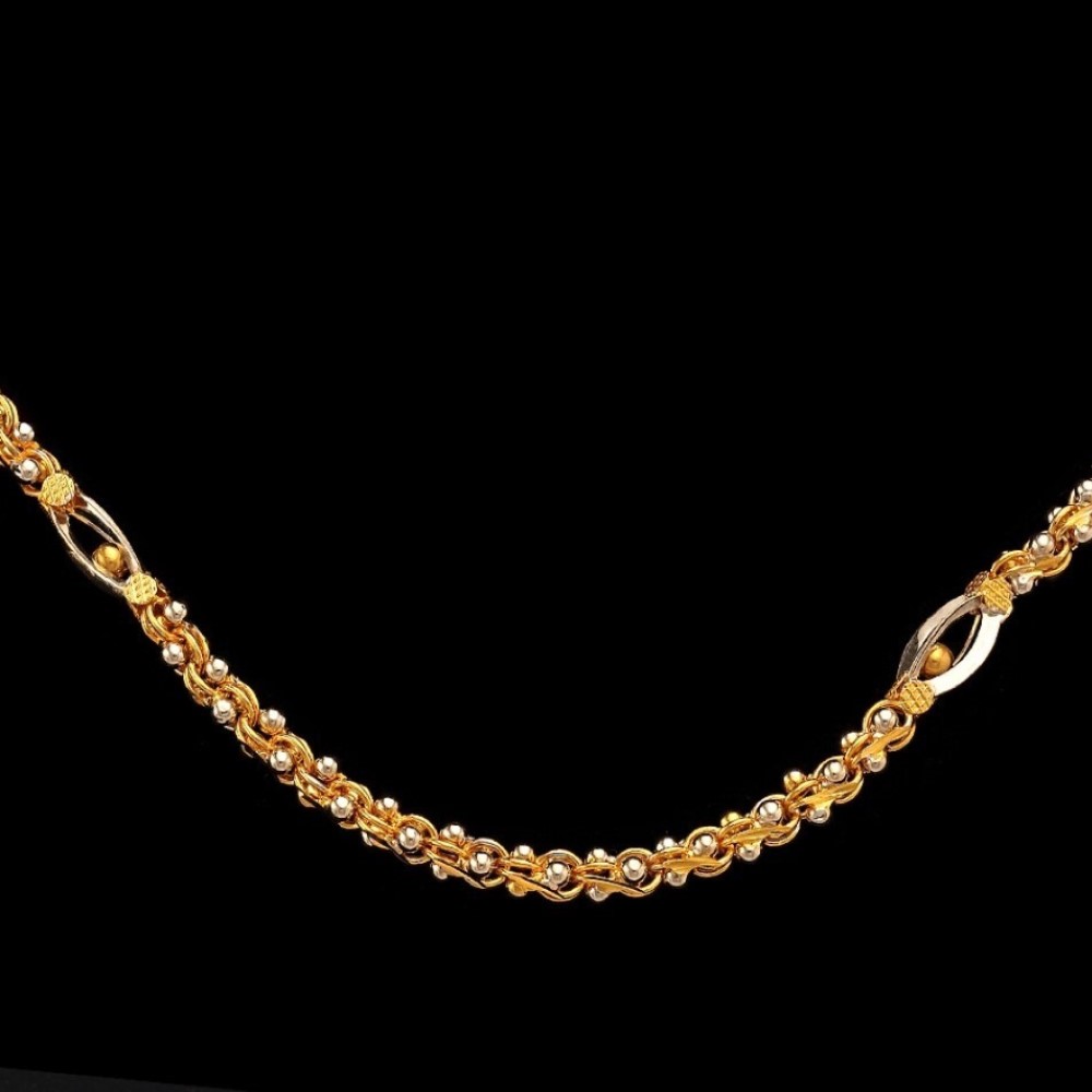22Kt Hallmark Real Solid Yellow Gold Designer 2 Tone Women'S Necklace Chain 45g
