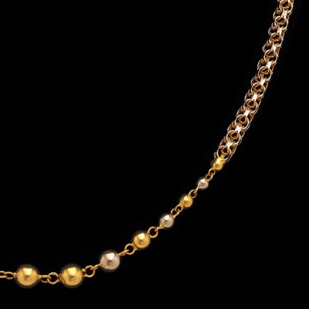 22Kt Hallmark Real Solid Yellow Gold 2 Tone Balls Dubai Necklace Chain 32 Gram