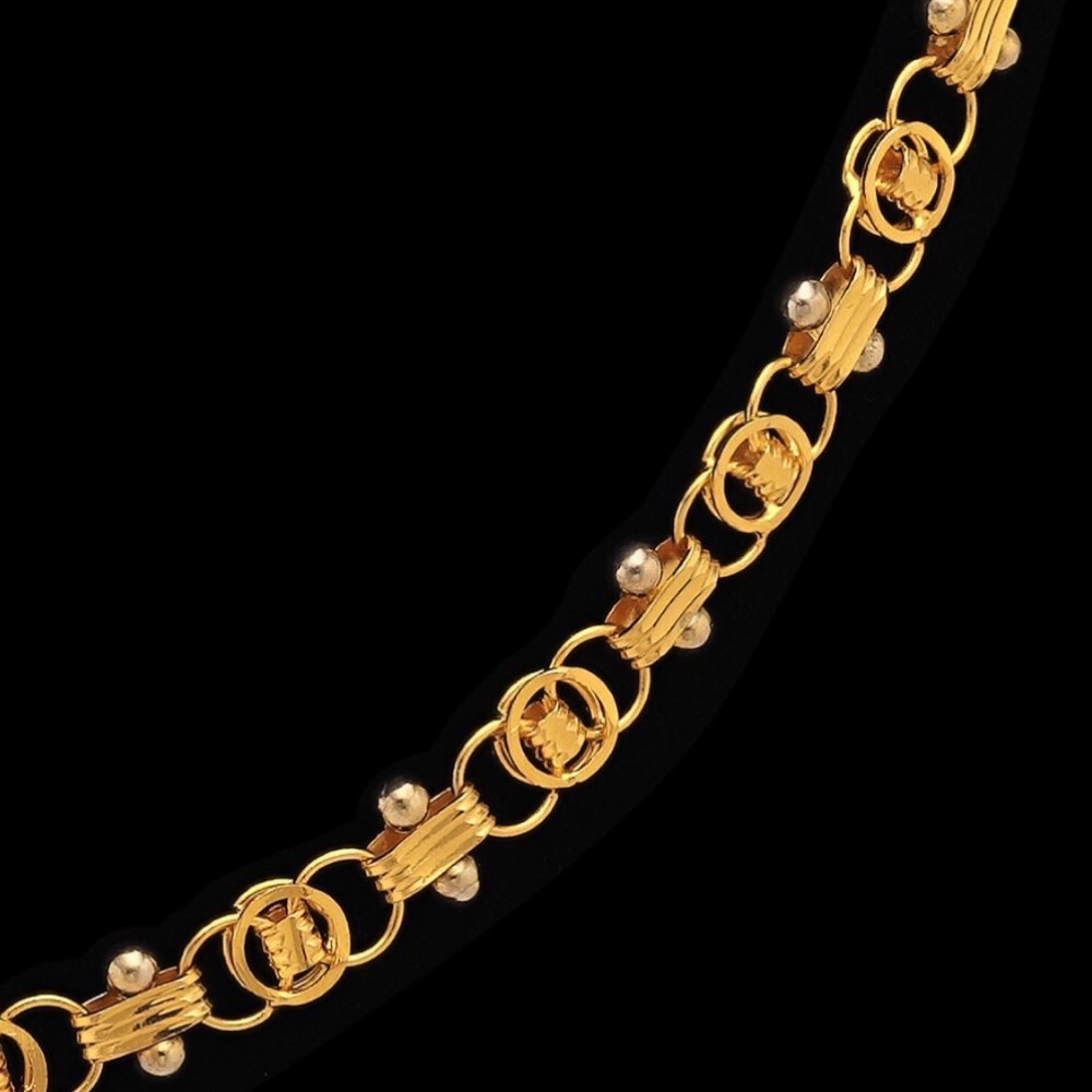 22Kt Hallmark Real Solid Yellow Gold 2 Tone Balls Dubai Necklace Chain 25 Grams