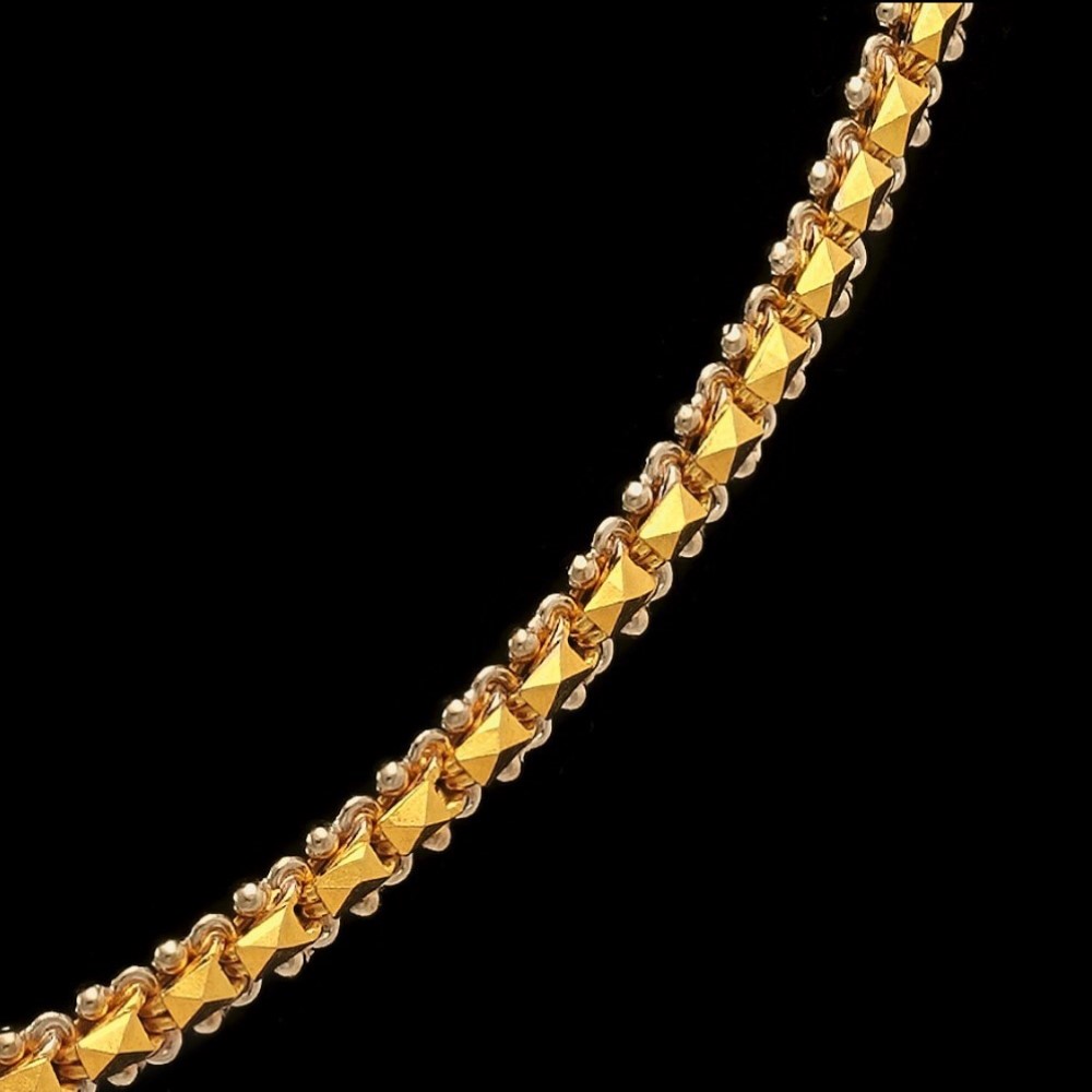 22Kt Hallmark Real Solid Yellow Gold 2 Tone Cuban New Necklace Chain 35 Gram