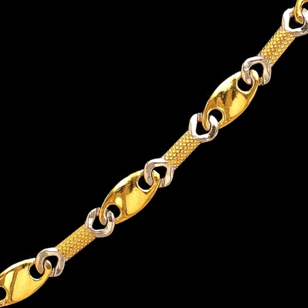22Kt Solid Yellow Gold Necklace 2 Tone Curb Cuban Chain 30 Gms 18'' 20'' 22''