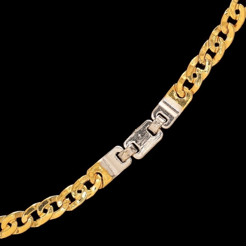 22 Kt Solid Yellow Gold Necklace 2 Tone Hot Sale Dubai Chain 34g 20''L