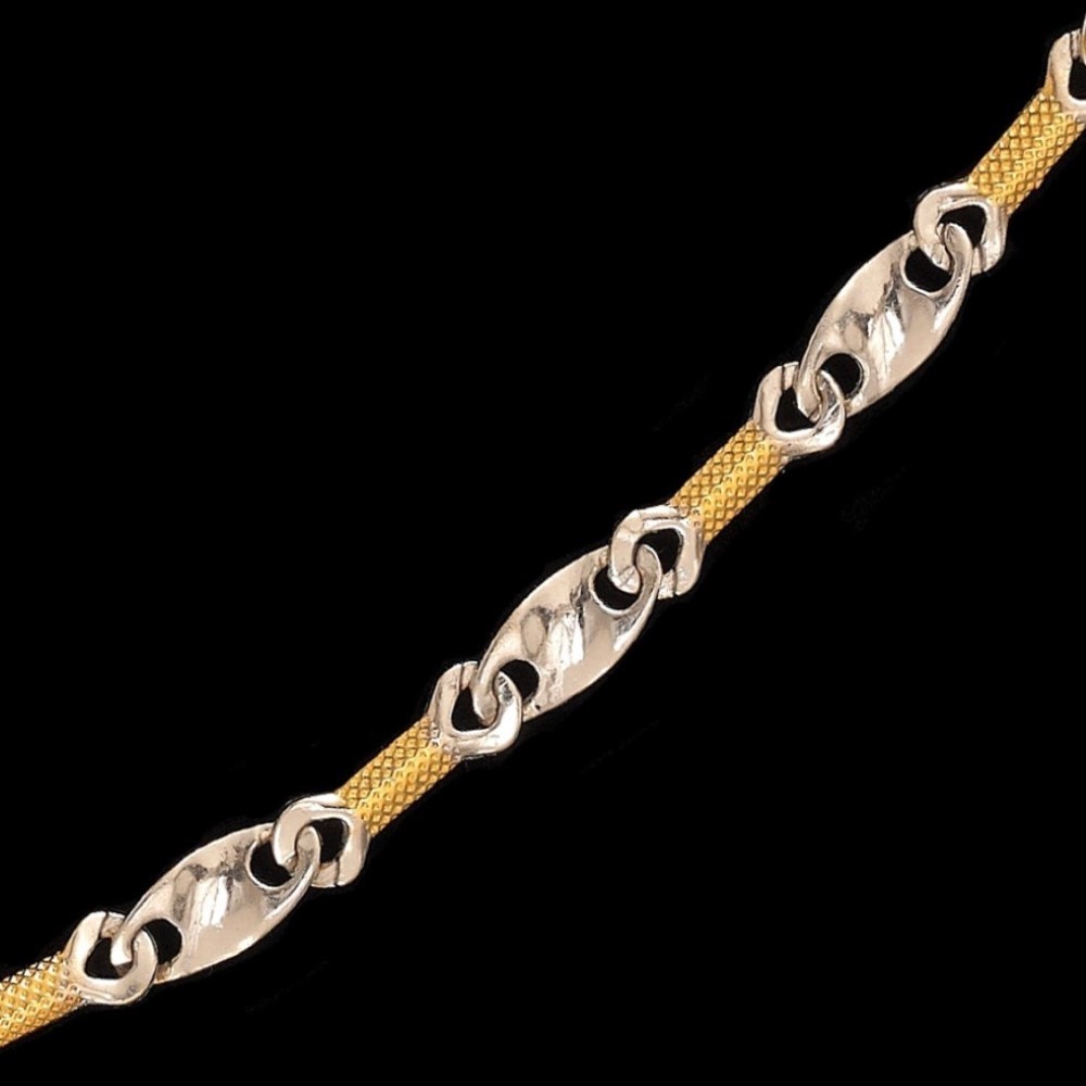22Kt Solid Yellow Gold Necklace 2 Tone Hot Sale Dubai Chain 24g  20''L