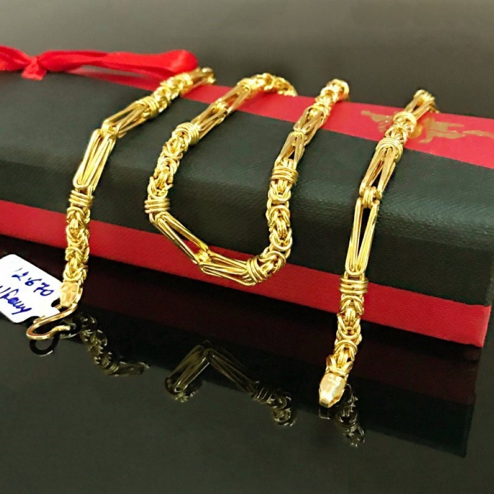 18 Kt Hallmark Real Solid Yellow Gold Curb Cuban Necklace Hollow Chain 12.670 Gm