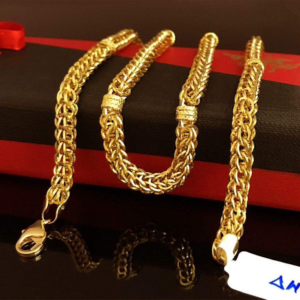 18 Kt Hallmark Real Solid Yellow Gold Dubai Necklace Men'S Chain 22.980 Grams
