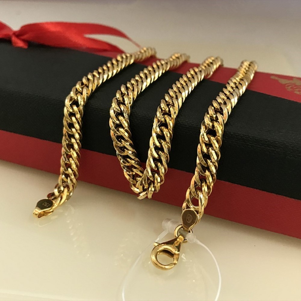 18Kt Hallmark Solid Yellow Gold Curb Cuban Necklace Men'S Chain 24 Grams 22" L