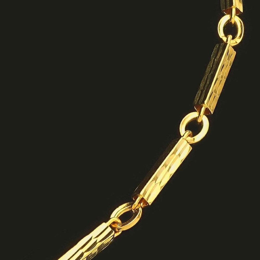 22 Kt Real Solid Yellow Gold Hallmark Necklace Curb Bars Link Chain 24 Grams