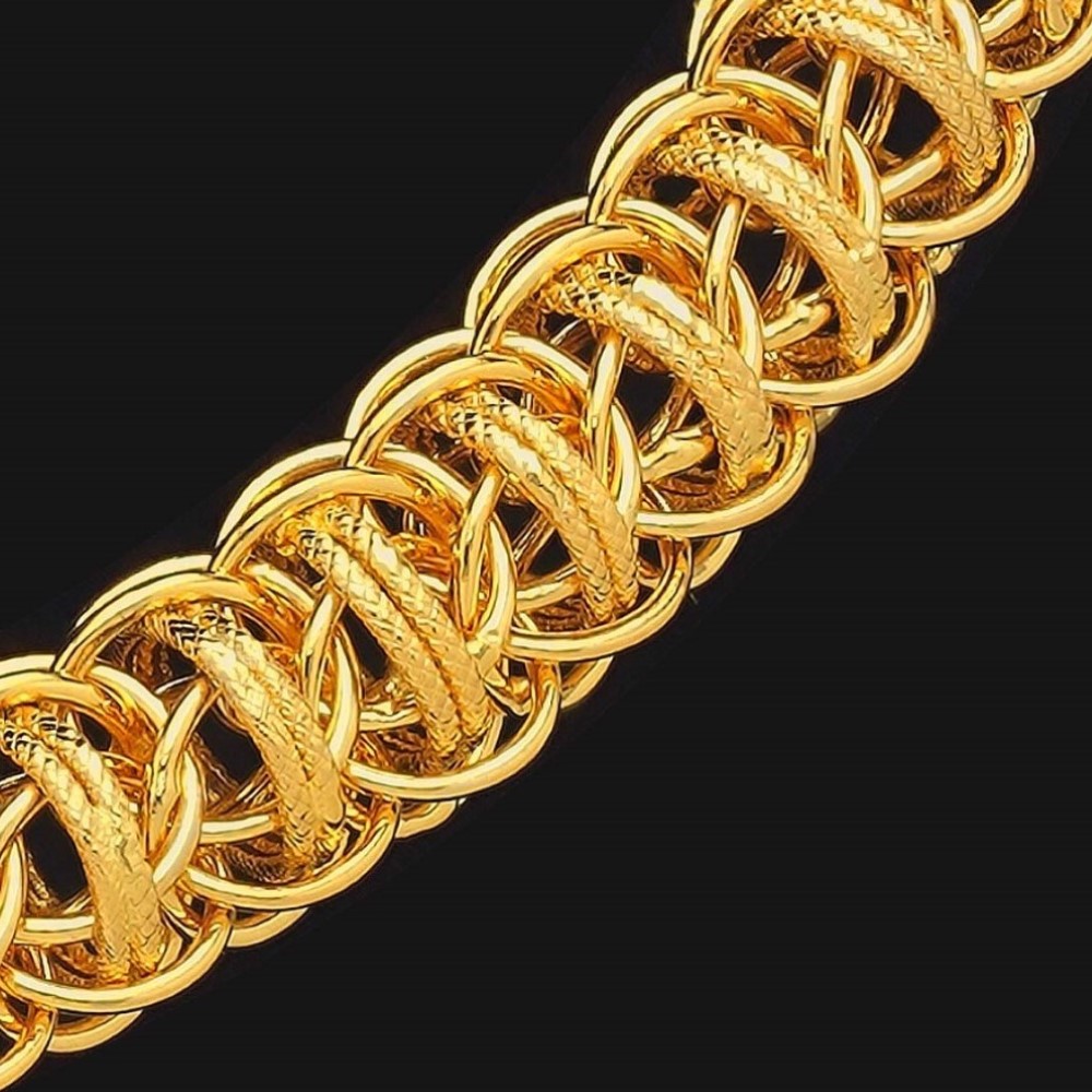 22Kt Real Solid Yellow Gold Hallmark Necklace Men'S Dubai Link Chain 40 Grams