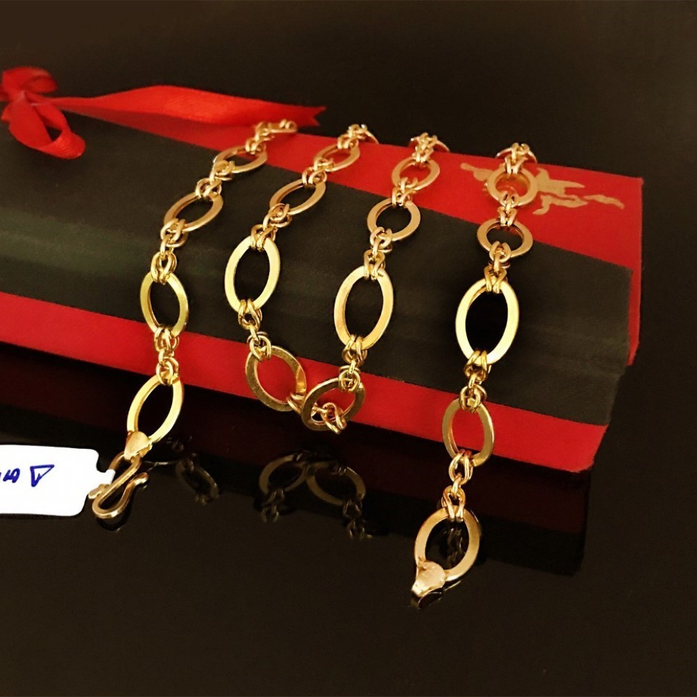 18Kt Real Solid Yellow Gold Curb Cuban Necklace Men'S Chain 14.560 Gms 21.5'' L