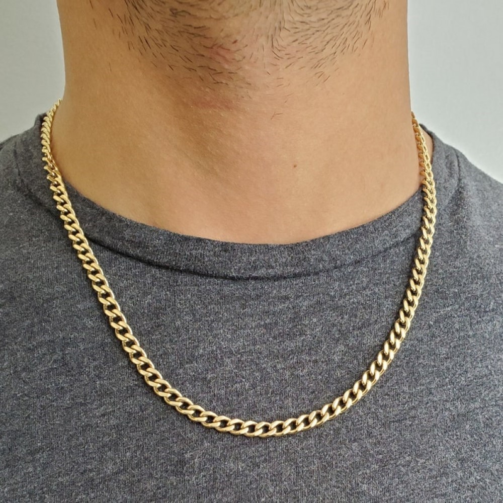 18 Kt Yellow Real Gold Cuban Link Men's Necklace Chain 24 Grams 22 Inch Wide 5MM