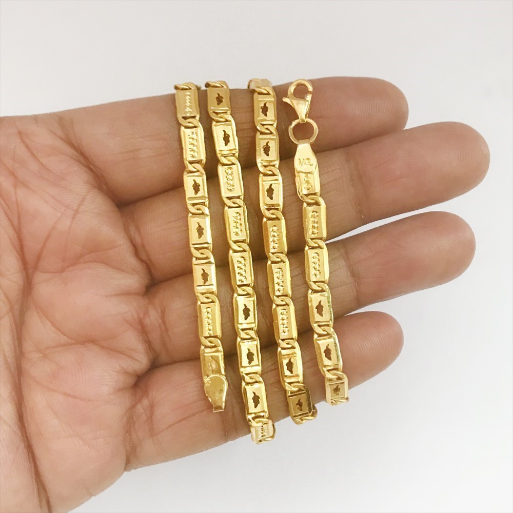22 Kt Yellow Real Gold Link Men's Necklace Chain 16 Grams 24 Inches Wide 4.76 MM