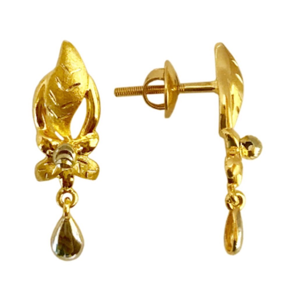 18 Kt Solid Yellow Gold Wedding Women's Jewelry Set Earrings & Pendant Necklace
