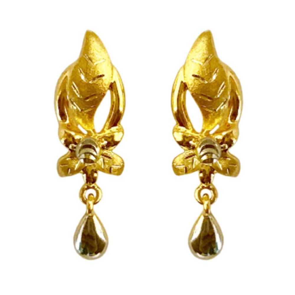 18 Kt Solid Yellow Gold Wedding Women's Jewelry Set Earrings & Pendant Necklace
