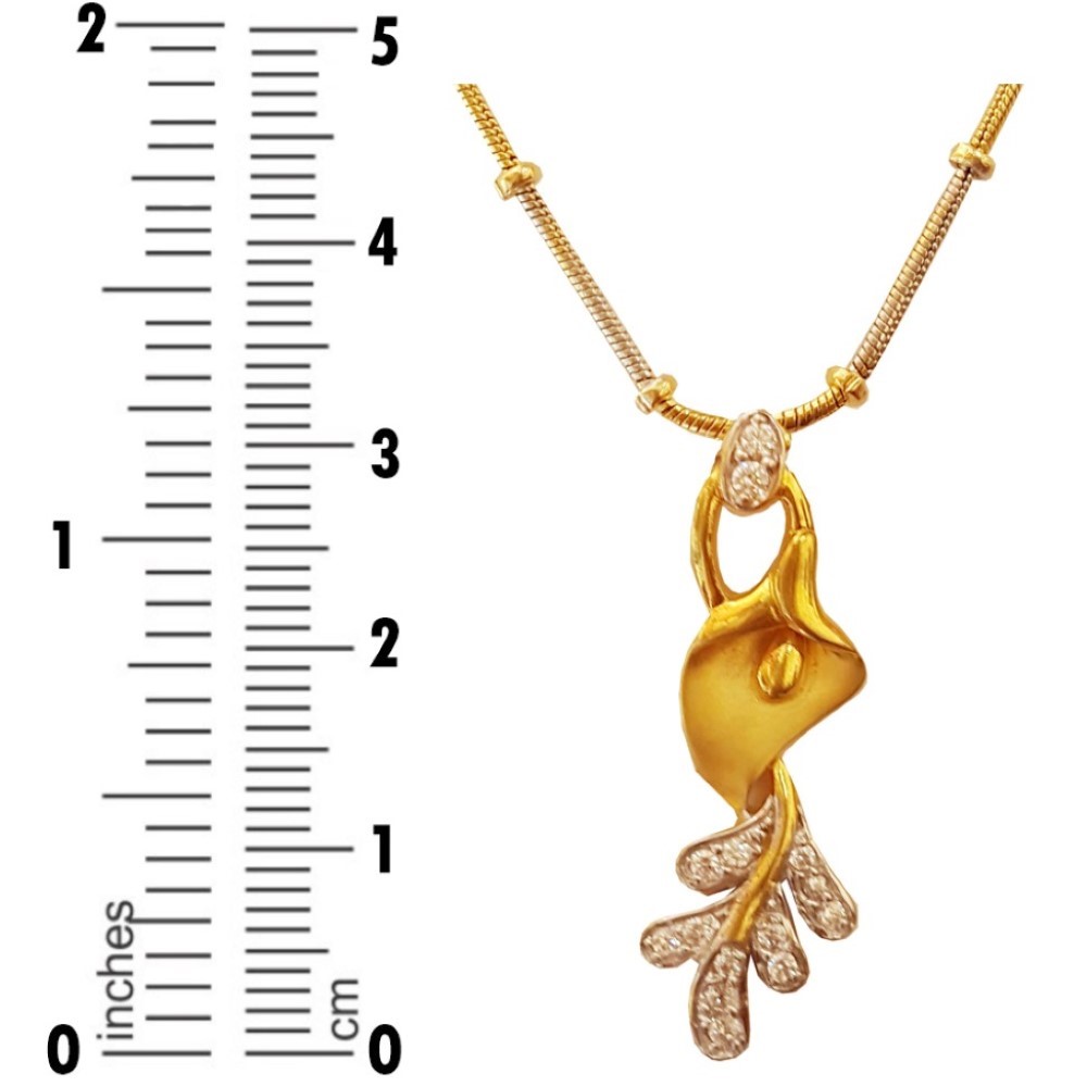 18 Kt Solid Yellow Gold Wedding Wear Set Earrings & Pendant CZ Women's Necklace