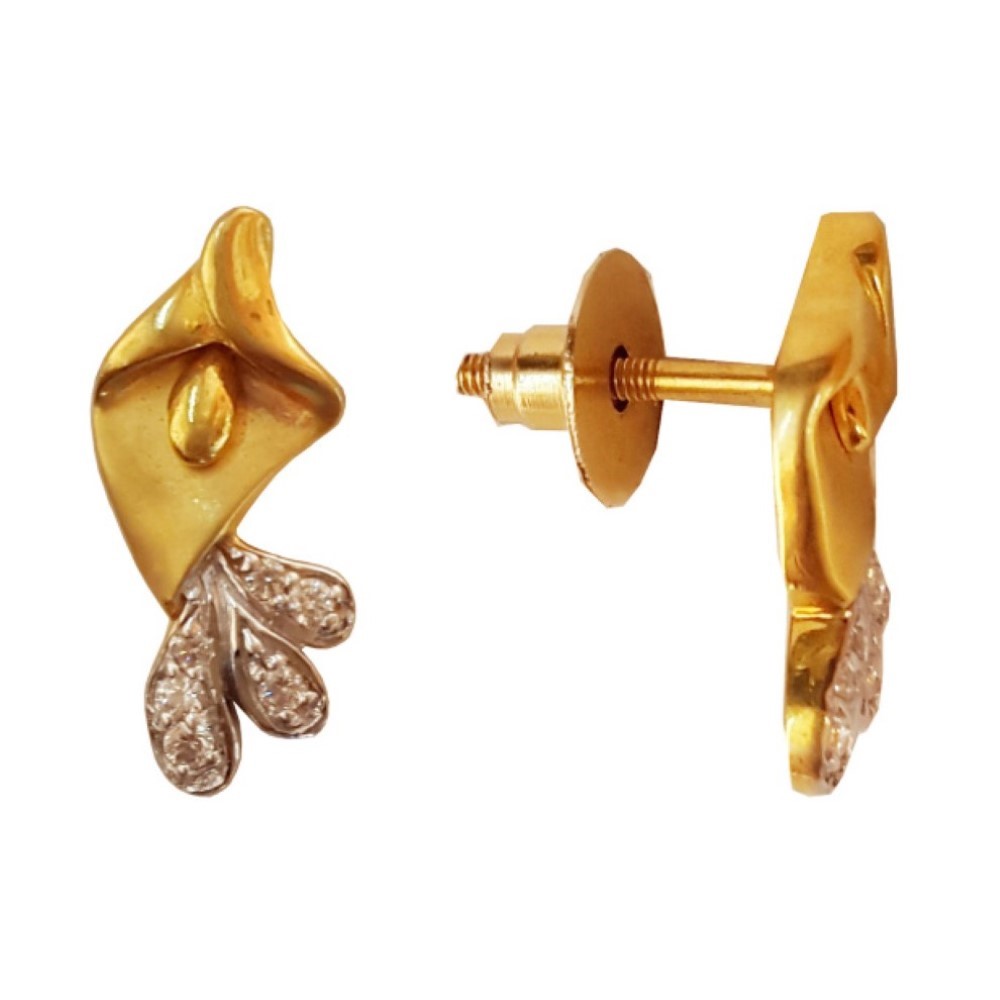 18 Kt Solid Yellow Gold Wedding Wear Set Earrings & Pendant CZ Women's Necklace