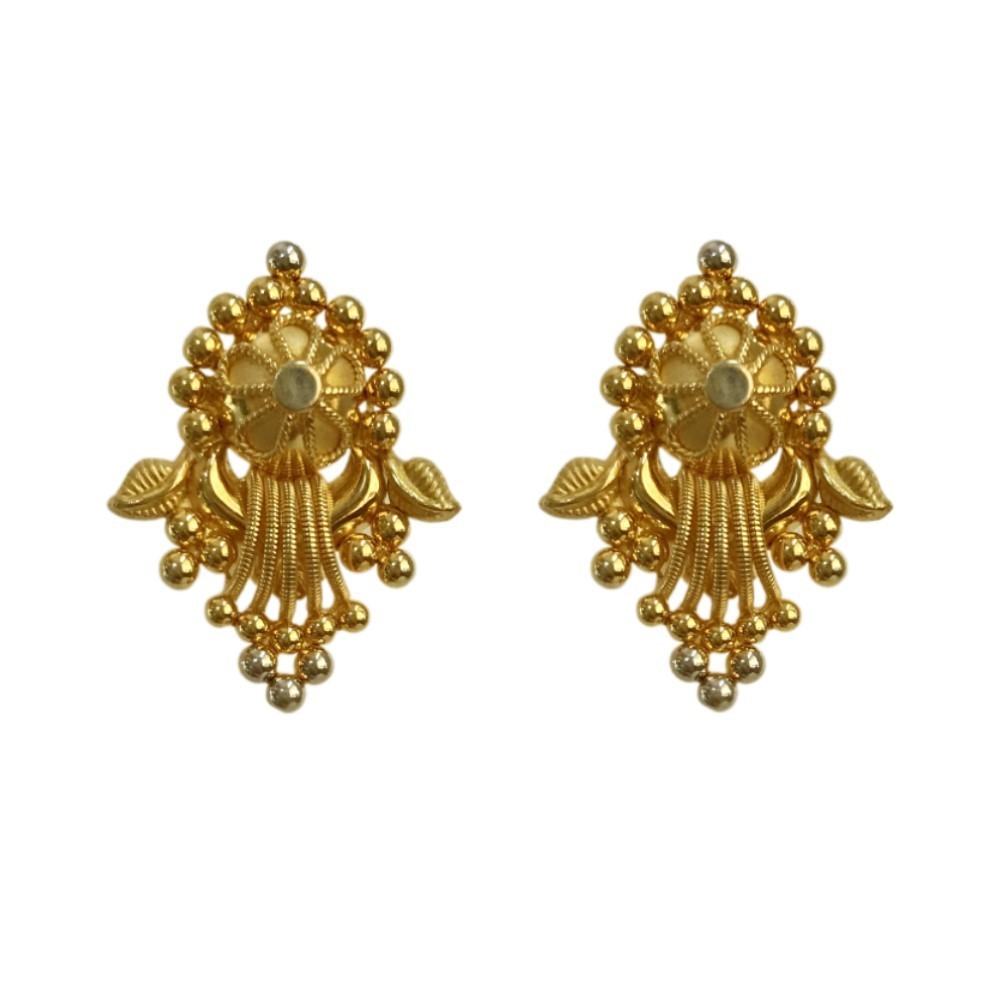 18 Kt Real Solid Yellow Gold Wedding Wear Necklace Earrings Jewelry Set 19.100 g