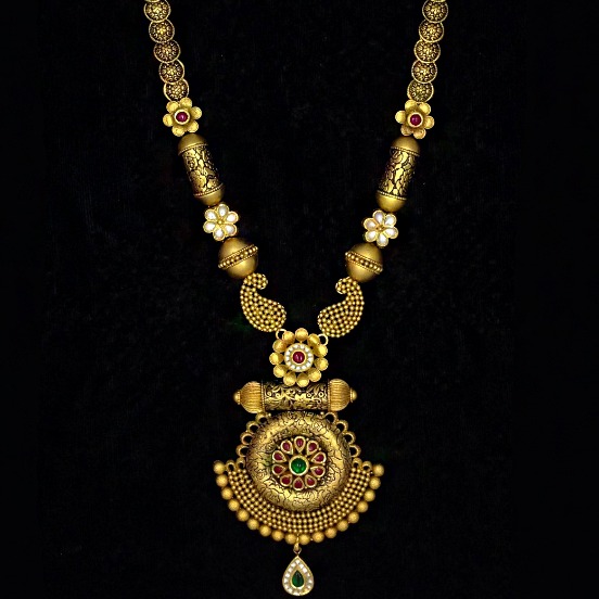 22Kt Solid Yellow Gold Wedding Antique Vintage Necklace Jewelry Set 77.080 Grams