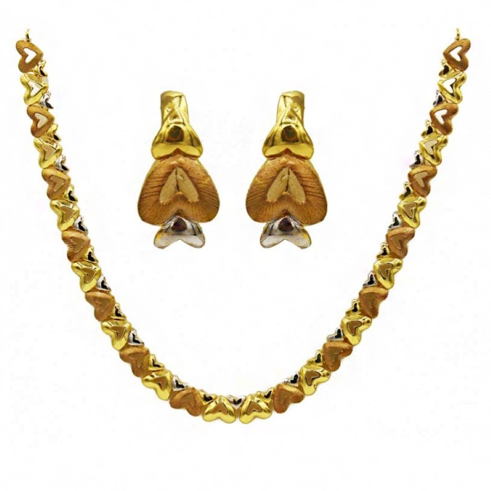 Fine Jewelry 22 Kt Real Solid Hallmark Yellow Gold Necklace Earrings Women'S Set