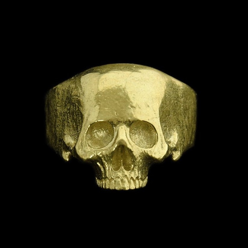 18 Kt Hallmark Stamped  Yellow Gold Skull Handmade Men'S Ring 16 Grams