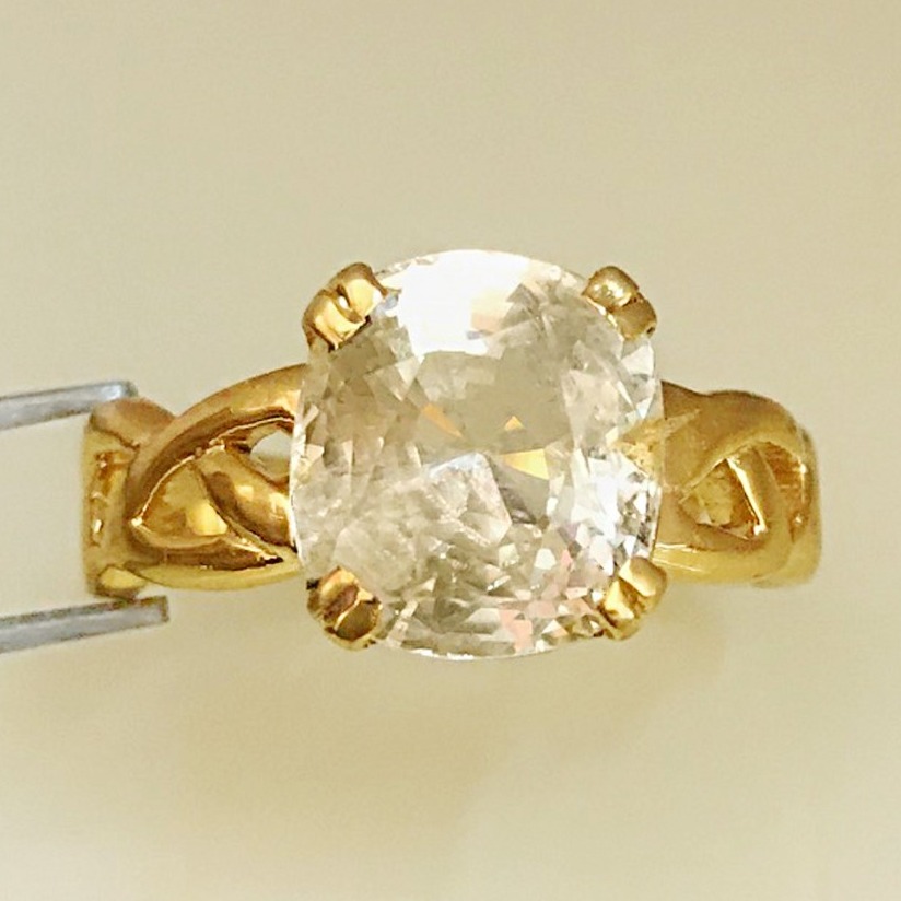 22Kt Yellow Gold Natural Clear Yellow Sapphire Gemstone Ring Size 8-10