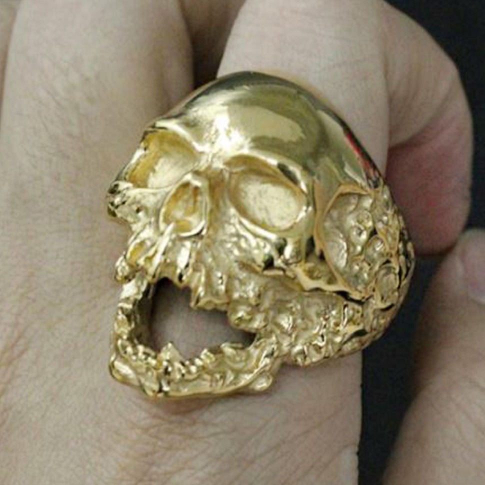 Fine Jewelry 18 Kt  Solid Yellow Gold Evil Skull Men'S Ring Size 7-11