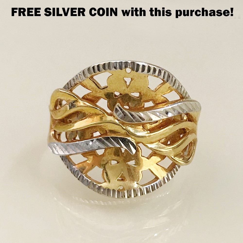18 Kt   Yellow Gold 2 Tone Engagement Wedding Women'S Ring Size 6-9