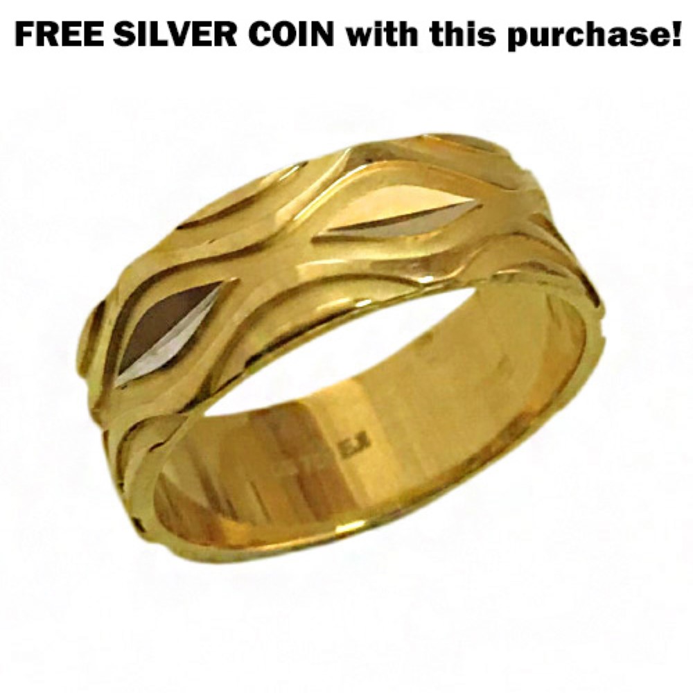 18 Kt   Yellow Gold Women's Ring Wedding Band Wide 6 MM Size No. 5